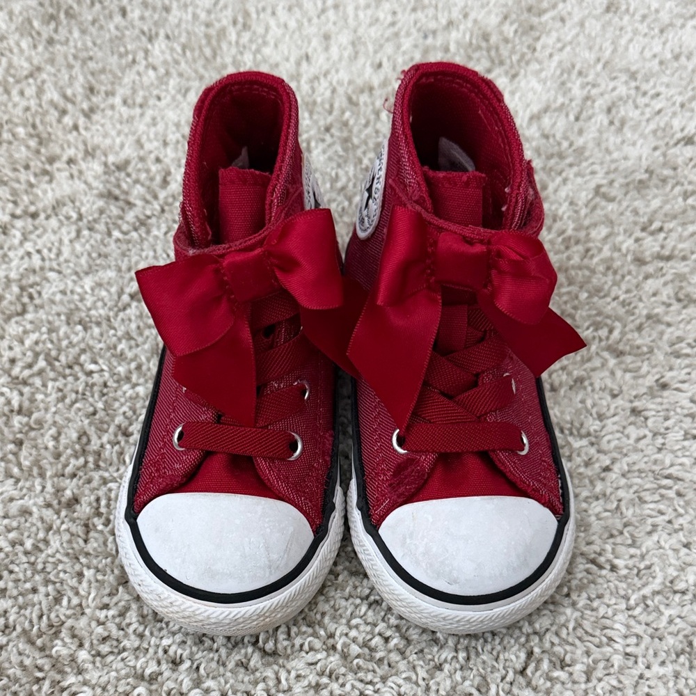 Converse Red High-Top Sneakers with Bow